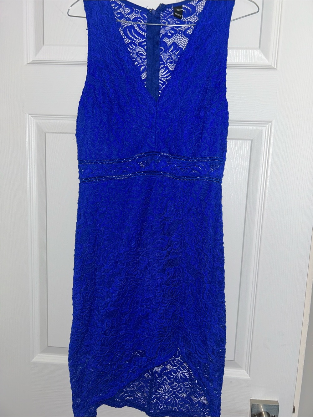 Windsor Royal Blue Lace High-Low V-Neck Dress